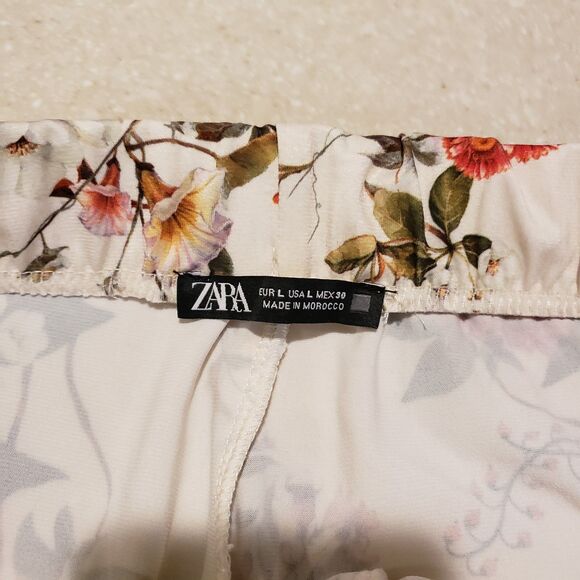 ZARA Women Floral Printed Wide Leg Flowy Boho Pants Large - Picture 10 of 10